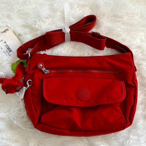 Kipling Handbags - NWT Kipling Syro Nylon Crossbody Bag Cherry Tonal Red